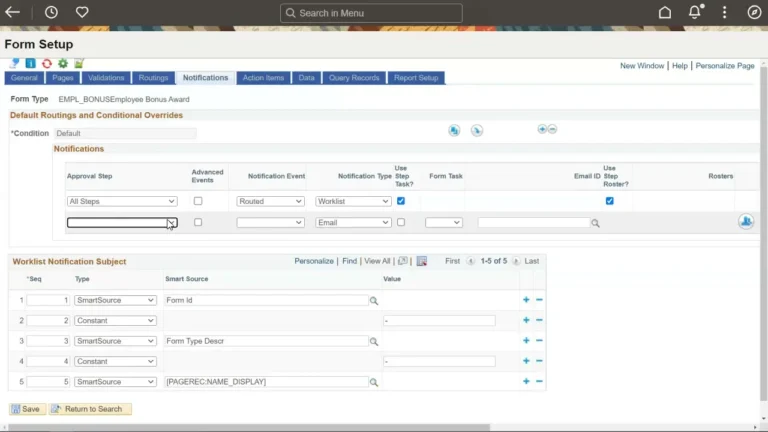 Setting up worklist and email notifications